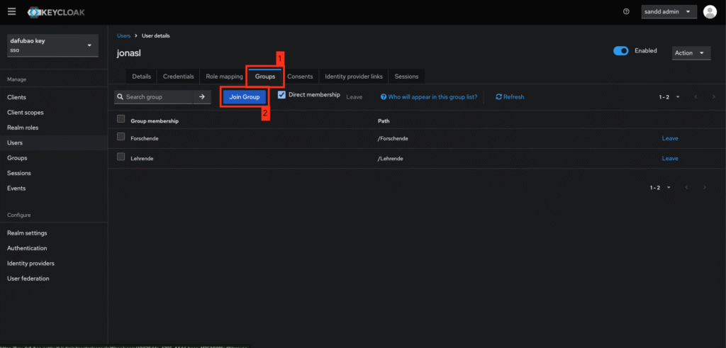 Keycloak Gruppe